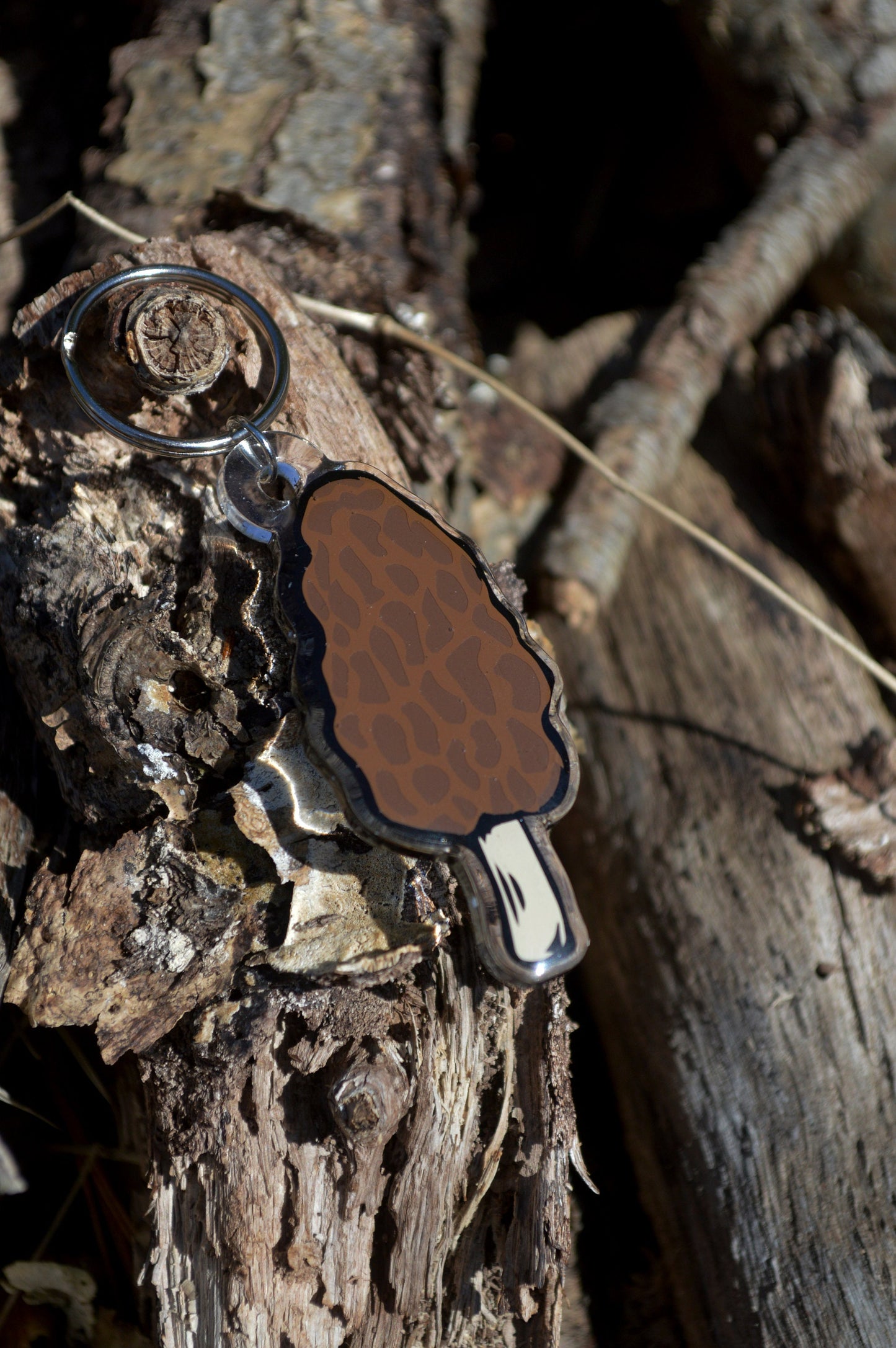 Morel Mushroom Keychain, mushroom keychain, acrylic mushroom, morel keychain, vinyl mushroom