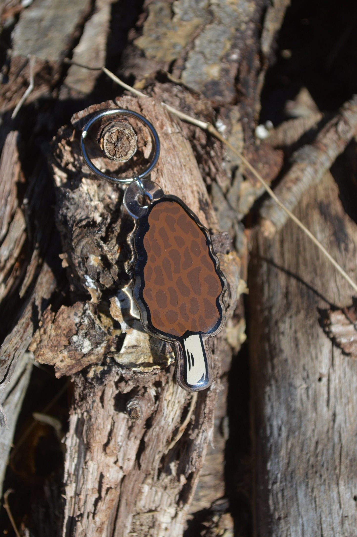 Morel Mushroom Keychain, mushroom keychain, acrylic mushroom, morel keychain, vinyl mushroom