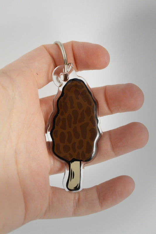 Morel Mushroom Keychain, mushroom keychain, acrylic mushroom, morel keychain, vinyl mushroom