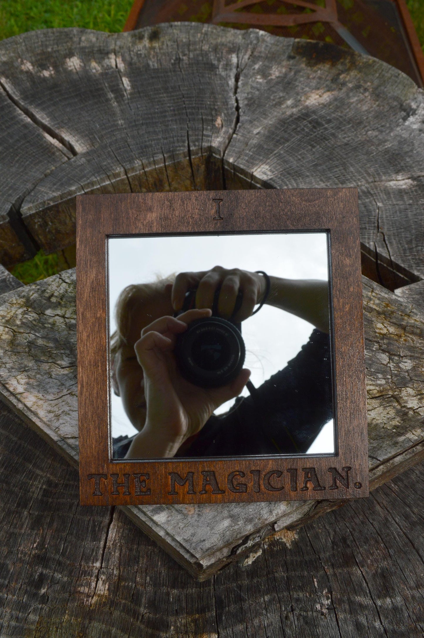 Tarot Mirror, Arcana Decor, Witchcraft Hanging Art, The Magician Suncatcher, Tarot Alter Mirror